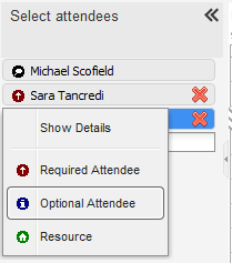 Attendee or resource option