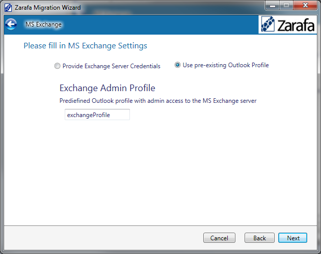 Exchange Server Outlook profile configuration