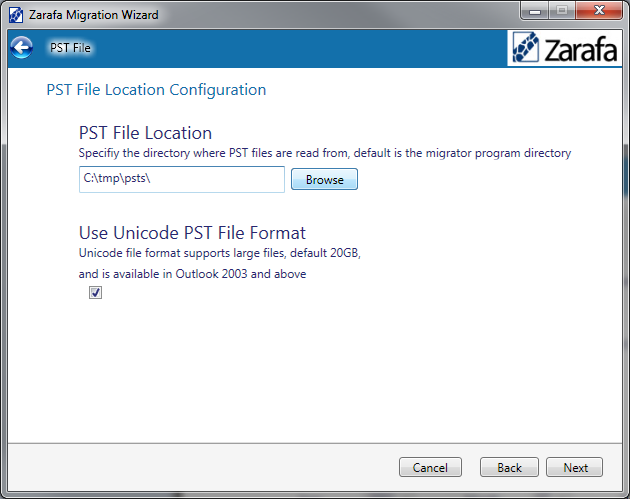 PST file configuration