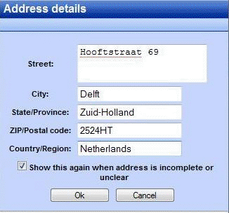 Address details dialog