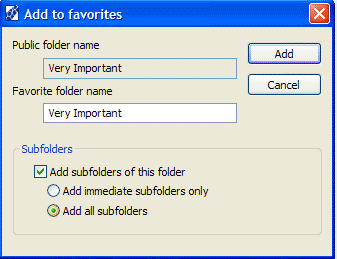 Add to favorites window (Office 2007)